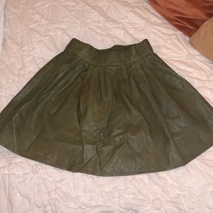 green leather skirt